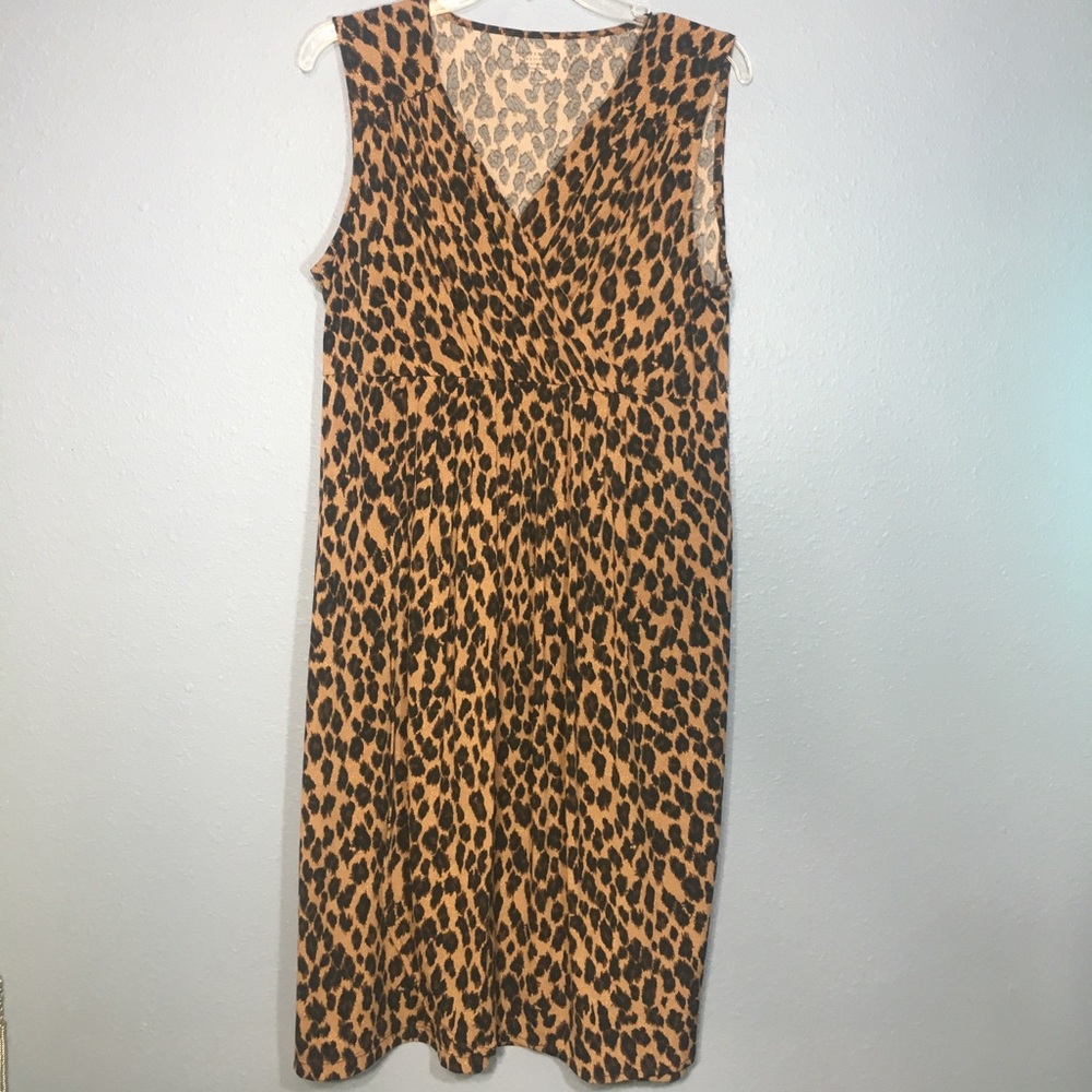 Petite Medium Leopard Faux-drape front Dress